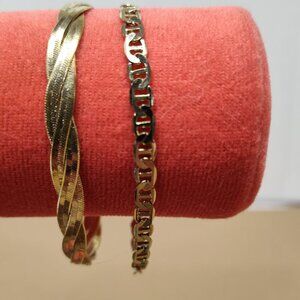 24KGB Bracelets 2 Count - GB is Gold Bond Woven Braided and Linked